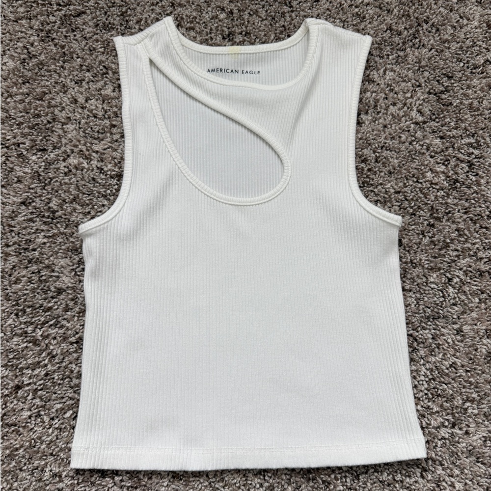 American Eagle Outfitters White Cutout Tank Top